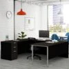 Deep Gray & Black U-shaped Modern Desk