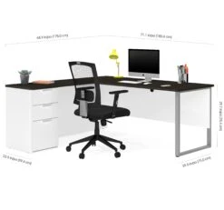 71" X 69" Single Pedestal L-shaped Desk In White & Deep Gray -Home Decor Shop 110891 17 2