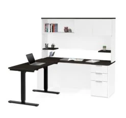 71" White & Deep Gray Desk & Hutch And 48" Sit-Stand Desk -Home Decor Shop 110896 17 2