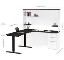 71" White & Deep Gray Desk & Hutch And 48" Sit-Stand Desk -Home Decor Shop 110896 17 3