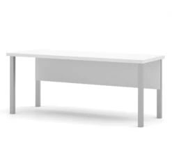 White 71" Executive Desk With Metal Legs & Privacy Panel