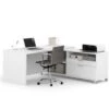 71" X 71" White L-shaped Desk With Integrated Storage
