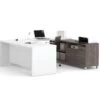 White & Bark Gray Modern U-shaped Desk With Integrated Storage