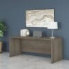 72" Modern Office Desk With Privacy Panel In Modern Hickory