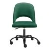 Height Adjustable Rolling Office Chair In Green Velvet
