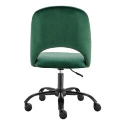 Height Adjustable Rolling Office Chair In Green Velvet -Home Decor Shop 15131 GRN 06