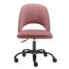 Height Adjustable Rolling Office Chair In Rose Velvet