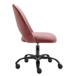 Height Adjustable Rolling Office Chair In Rose Velvet -Home Decor Shop 15131 RSE 04
