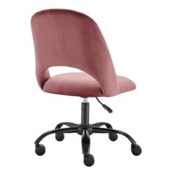 Height Adjustable Rolling Office Chair In Rose Velvet -Home Decor Shop 15131 RSE 05