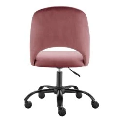 Height Adjustable Rolling Office Chair In Rose Velvet -Home Decor Shop 15131 RSE 06