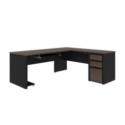 71" X 83" L-Shaped Desk With 3 Drawers In Antigua And Black -Home Decor Shop 15DhlOQQEG75GoMLHu8yW3okOEWU4x11