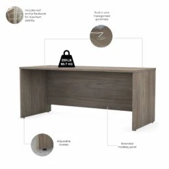 72" Modern Office Desk With Privacy Panel In Modern Hickory -Home Decor Shop 1728bf8efe6b748bc2ea05c377cf711a8cc501bd