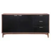 Mid-Century Style Black And Walnut Storage Credenza