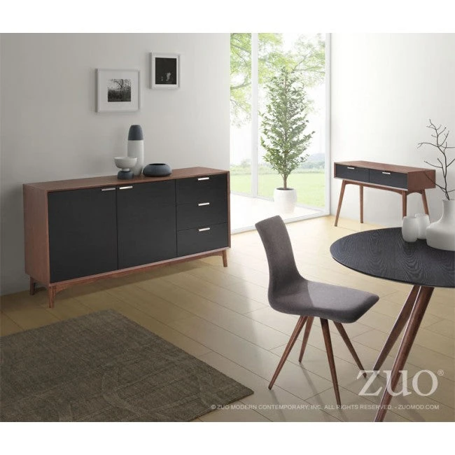 Mid-Century Style Black And Walnut Storage Credenza 6 Mid-Century Style Black And Walnut Storage Credenza - Image 6