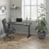 60" Deep Gray Office Desk With Electric Height Adjustment