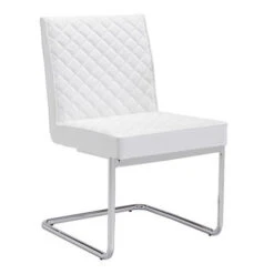 White Checkered Leather Conference Chair With Chrome Frame (SET OF 2)