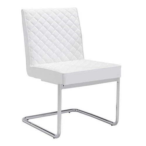 White Checkered Leather Conference Chair With Chrome Frame (SET OF 2) 1 White Checkered Leather Conference Chair With Chrome Frame (SET OF 2)