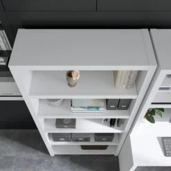 32" Premium Modern Bookcase In Pure White/Modern Gray -Home Decor Shop 1fde6399d37f3fbf1417fd8e35927f8aea07e92b