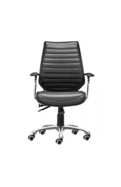 Sleek Black Leather & Chrome Office Chair With Padded Armrests -Home Decor Shop 205164 3 702x1080 1