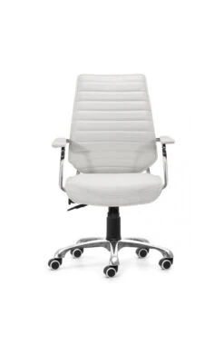 Sleek White Leather & Chrome Office Chair With Padded Armrests -Home Decor Shop 205165 3 702x1080 1
