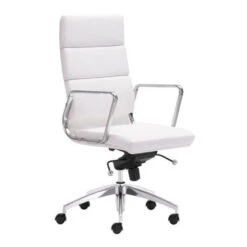 Timeless High-Back White Leatherette Office Chair