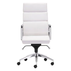 Timeless High-Back White Leatherette Office Chair -Home Decor Shop 205893 3 650x650 1