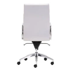 Timeless High-Back White Leatherette Office Chair -Home Decor Shop 205893 4 650x650 1