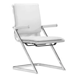 Ergonomic White Chromed Steel Guest Or Conference Chair (Set Of 2)