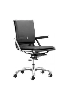 Modern Black Leather & Chrome Office Or Conference Chair