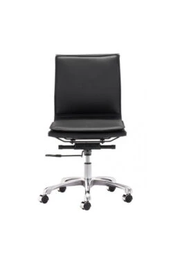 Modern Black Leather & Chrome Armless Office Or Conference Chair -Home Decor Shop 215218 3 702x1080 1