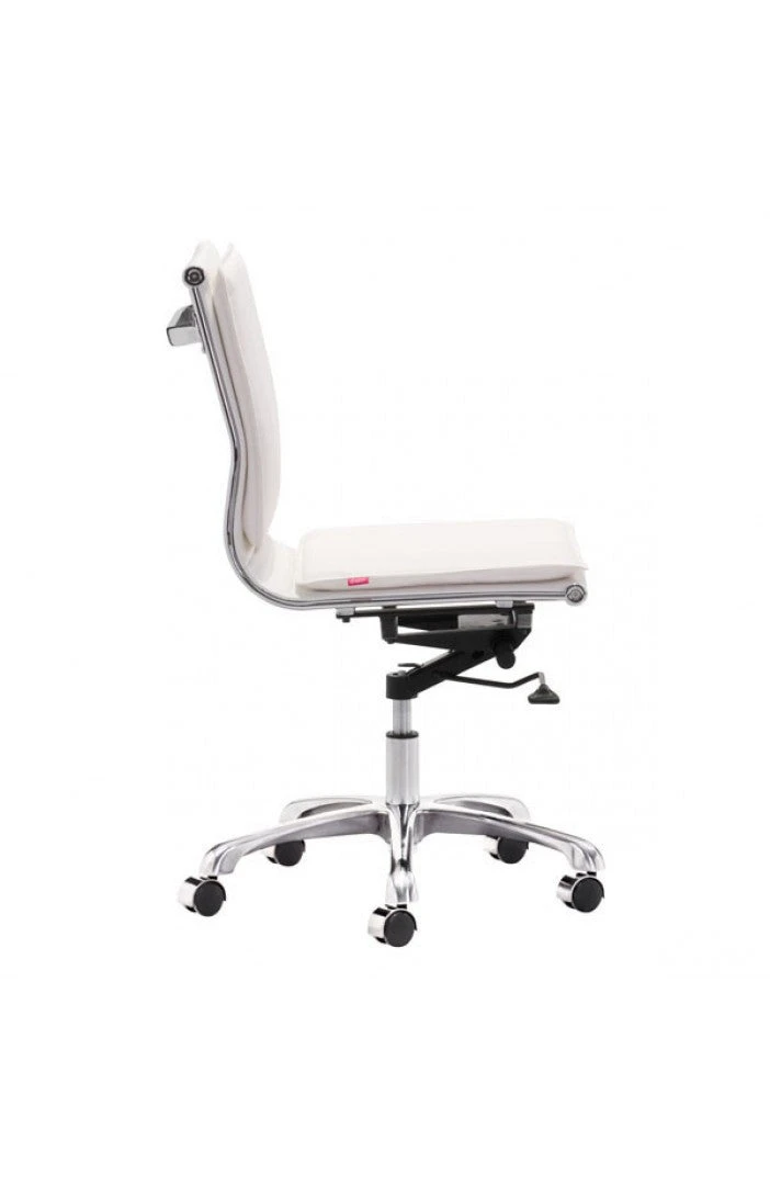 Modern White Leather & Chrome Armless Office Or Conference Chair 3 Modern White Leather & Chrome Armless Office Or Conference Chair - Image 3