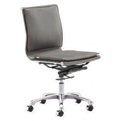 Rolling Mid-Back Office Chair In Charcoal Gray Leatherette