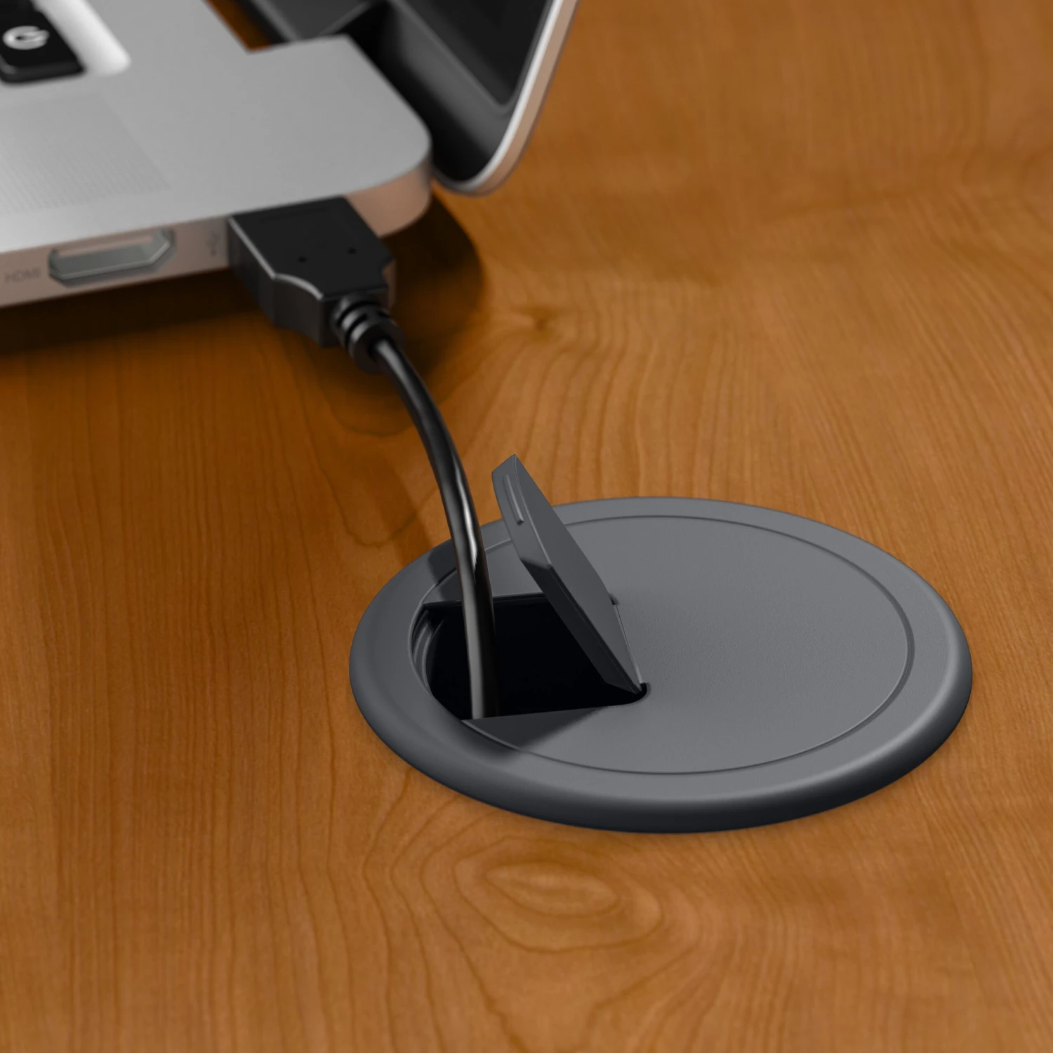 48" Corner Office Desk With Return And Mobile Pedestal In Natural Cherry/Slate 4 48" Corner Office Desk With Return And Mobile Pedestal In Natural Cherry/Slate - Image 4