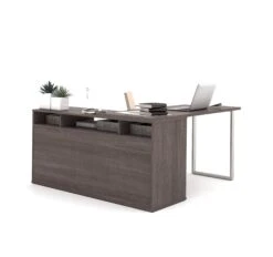 Set Of 3: L-Shaped Desk, Lateral File, & Bookcase In Bark Gray Finish -Home Decor Shop 29420 47 20fond 20blanc 202 ffcd5f47 0a83 4e0f a2a5 5b13c7b2d5a4