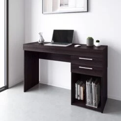 48" Espresso Corner Desk With Built-in File