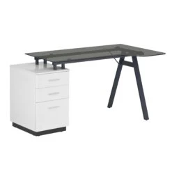 60" White & Glass Desk With Built-in File 5 60" White & Glass Desk With Built-in File -Home Decor Shop 2X21obtQ