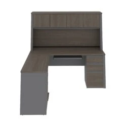 Premium L-shaped Double Pedestal Desk With Hutch In Bark Gray And Slate -Home Decor Shop 2agA83S7w8AD7jVBY2sbAGqKu9zVadqj