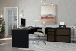 Antigua & Black L-shaped Office Desk With Extra Lateral File