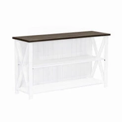Walker Edison 52" White & Gray Solid Wood Farmhouse Credenza