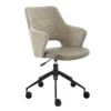 Taupe Fabric & Gray Leatherette Office Chair With Sculpted Armrests