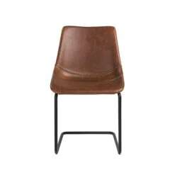 Brown Leatherette Guest Or Conference Chairs With Baseball Stitching (Set Of 2)