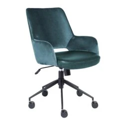 Blue Velvet & Black Leather Tilting Office Chair 6 Blue Velvet & Black Leather Tilting Office Chair -Home Decor Shop 30492BLU 03