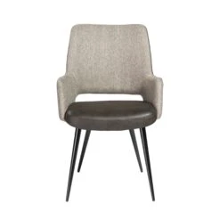 Gray Leatherette And Fabric Guest Armchair