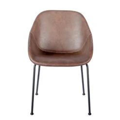 Dark Brown Conference / Guest Chair With Black Steel Base (Set Of 2)