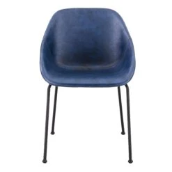 Vintage Dark Blue Leatherette Guest Chair (Set Of 2)