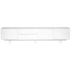 82" Low-Profile White Lacquer Storage Credenza