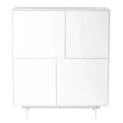 White Lacquer Square Office Bookcase W/ Doors