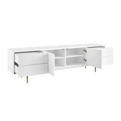 Matte White & Brass 79" Credenza -Home Decor Shop 31072WHT KIT 03
