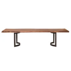 118" Solid Acacia Modern Conference Table With Sturdy Iron Base