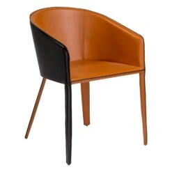 Black & Cognac Guest Or Conference Chair In Leather & Steel